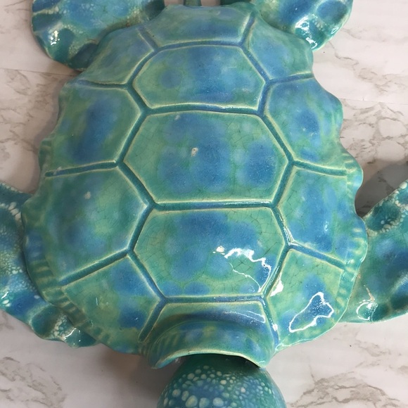 Ceramic colorful green turtle pottery figure home decor beach theme - Picture 5 of 12